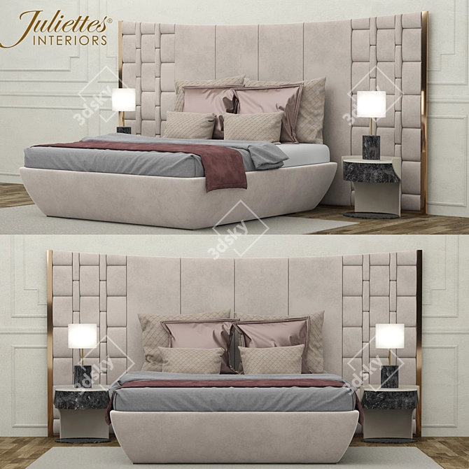 Luxury Italian Leather Bed 3D model image 1