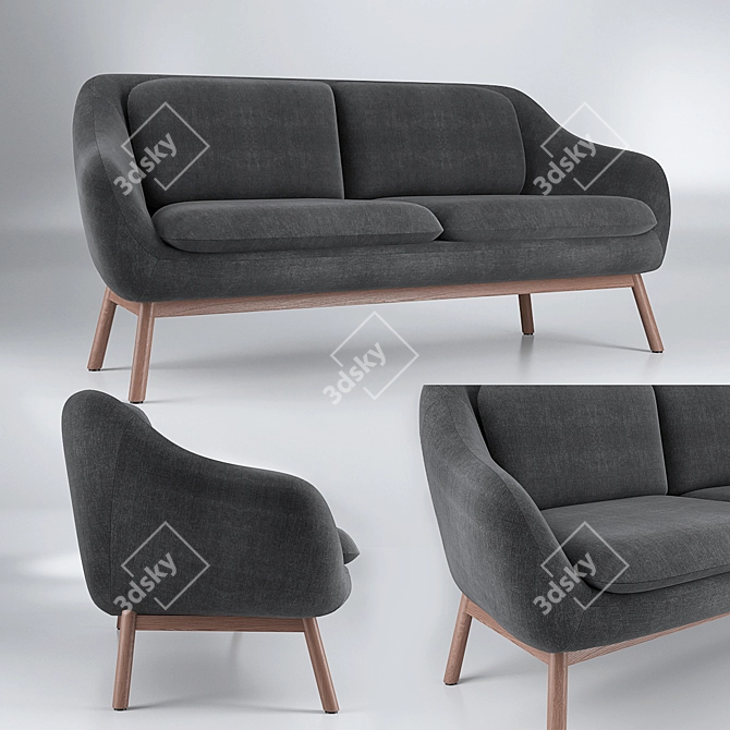 Oslo Marl Gray 2 Seater: Stylish and Comfortable 3D model image 1