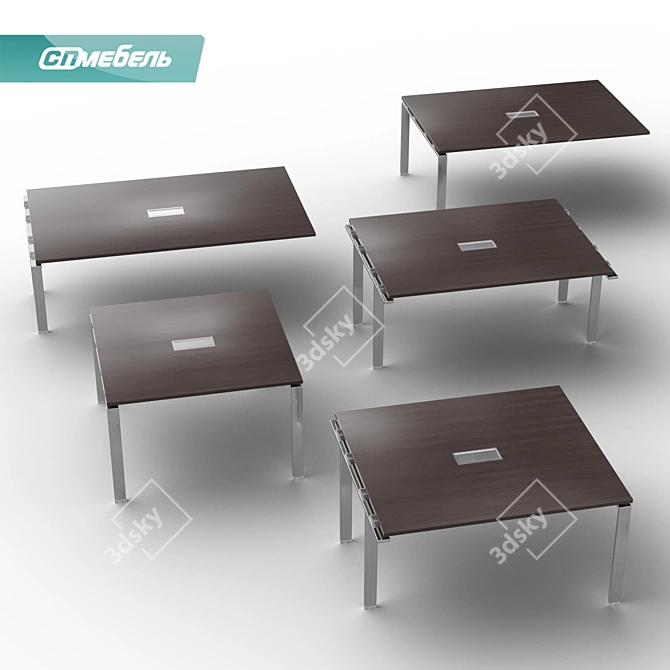 Title: Contoured Meeting Tables 3D model image 1