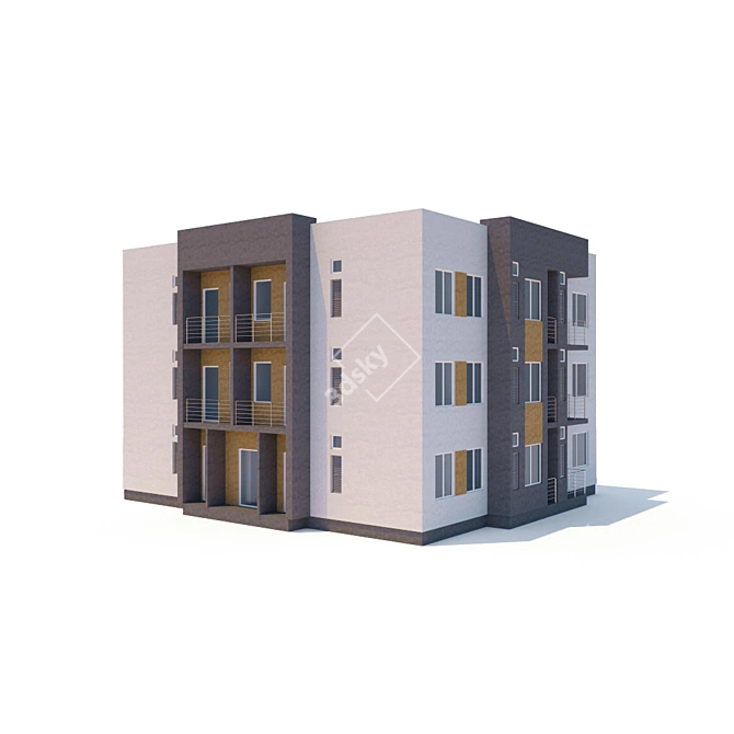 3-Storey Multi-Apartment House 3D model image 1