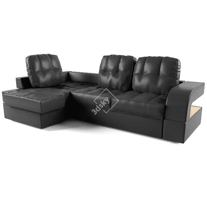 Italian Leather Corner Sofa 3D model image 1