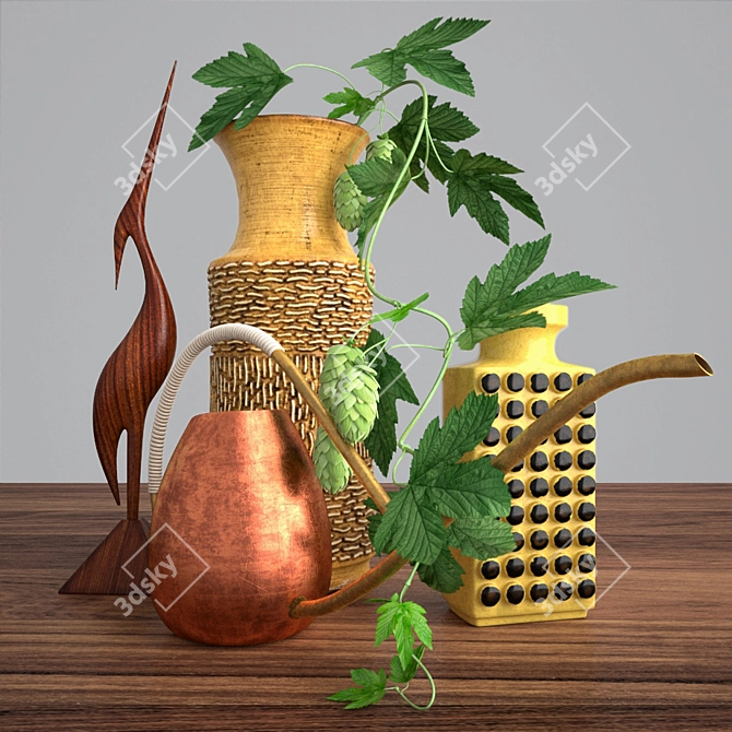 Branch of Hops Decoration Set 3D model image 2