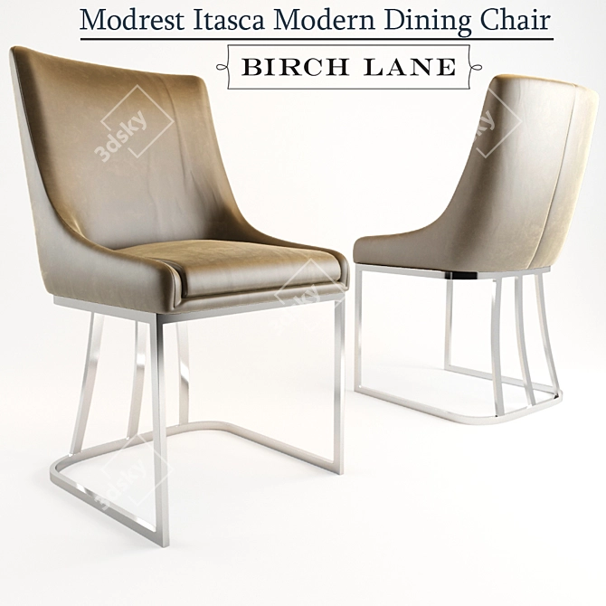 Contemporary Gray Fabric Dining Chair 3D model image 1