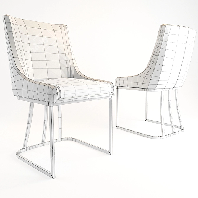 Contemporary Gray Fabric Dining Chair 3D model image 2