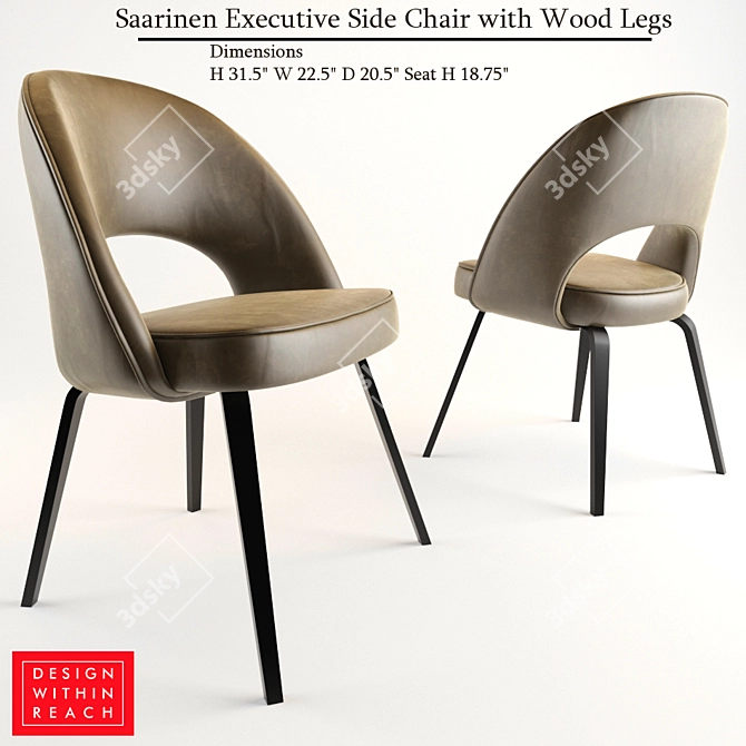 Elegant Saarinen Wood-Legged Chair 3D model image 1