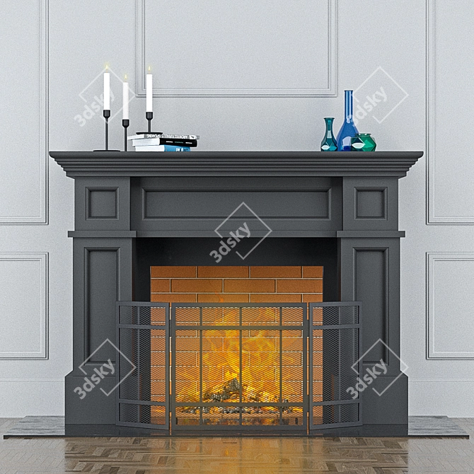 CozyFireplace: Screened & Decorative 3D model image 1