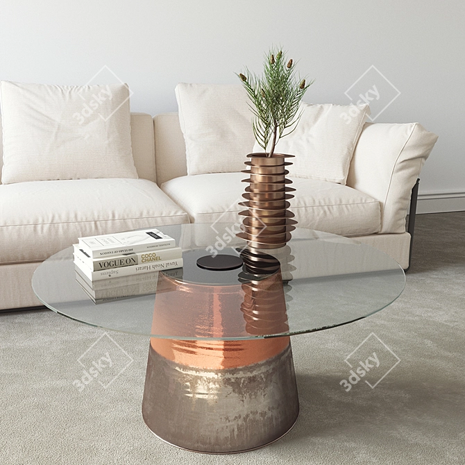 Rustic Wood Coffee Table 3D model image 2