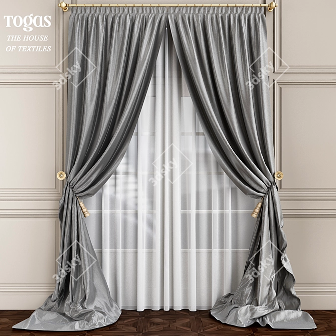 Elegant Artemis Curtains Set 3D model image 1