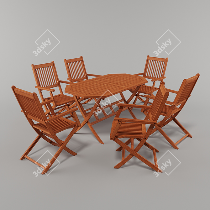 Foldable Acacia Wood Garden Set 3D model image 1