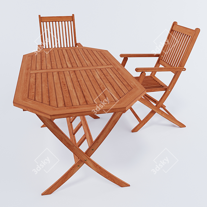 Foldable Acacia Wood Garden Set 3D model image 3