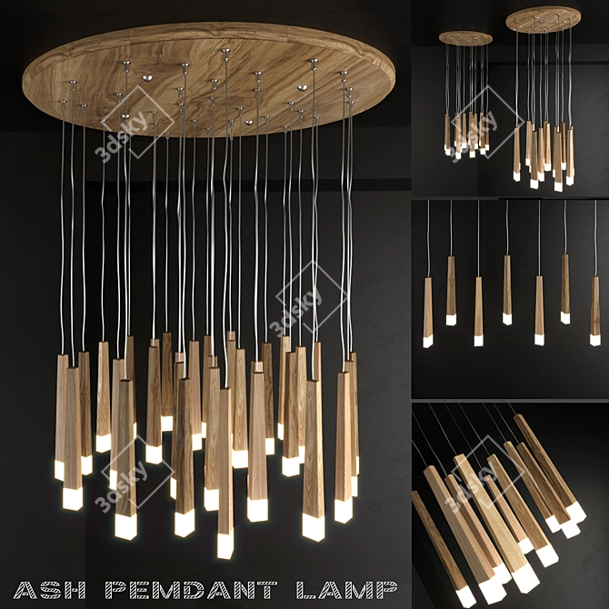 Natural Ash LED Pendant Lamp 3D model image 1