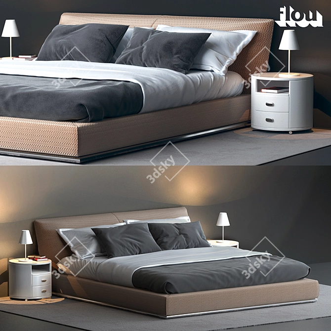 Elegant Flou Bed - Comfort & Style 3D model image 1