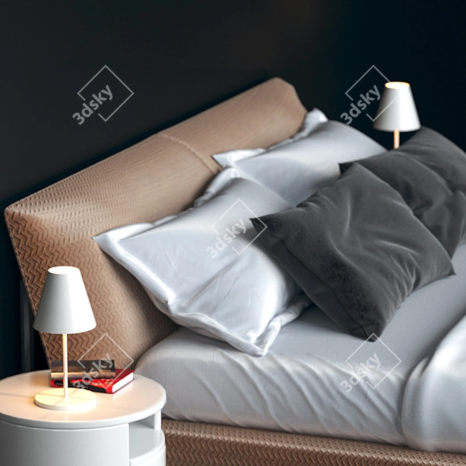 Elegant Flou Bed - Comfort & Style 3D model image 3