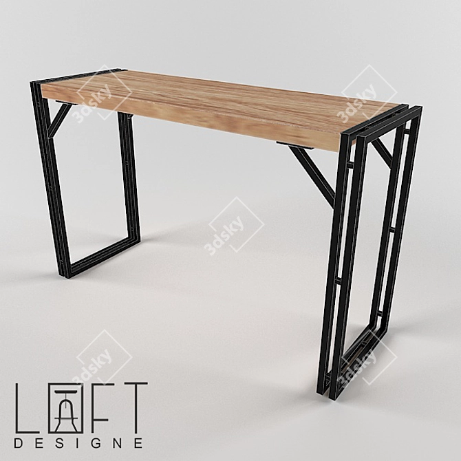 Metal and Wood Console: Industrial Loft Style 3D model image 1