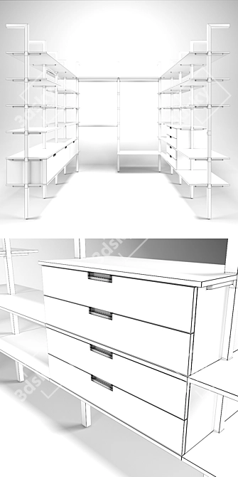 Modular Shelving System ONE 3D model image 2