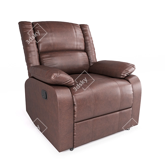 Comfortable Brown Faux Leather Recliner 3D model image 1