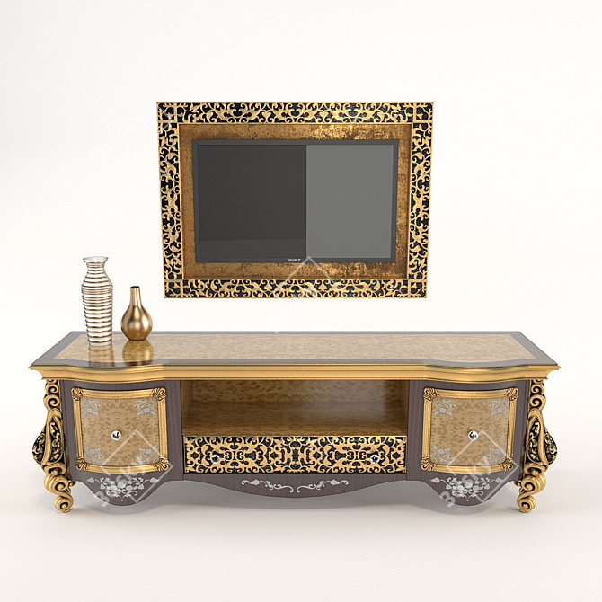 Royal Palace TV Stand: Elegant and Functional 3D model image 2