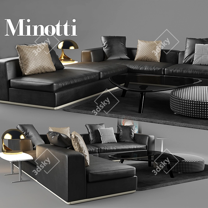 Powell Sofa: Sleek and Stylish Seating Solution 3D model image 2