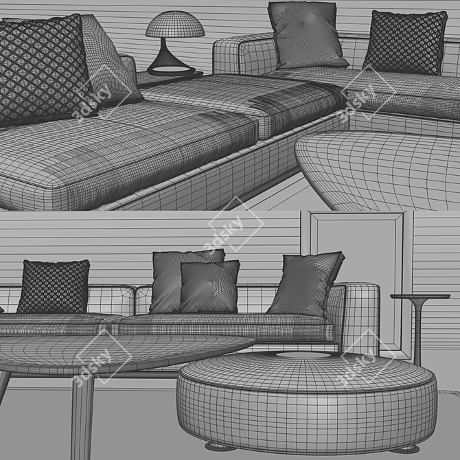 Powell Sofa: Sleek and Stylish Seating Solution 3D model image 3