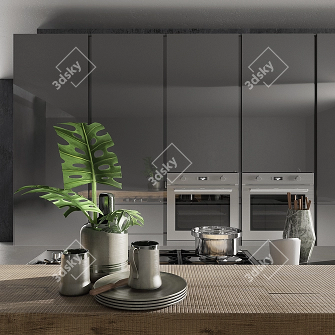 Sleek Blade Kitchen: Modern Elegance 3D model image 2