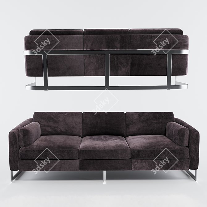 Aubriana Velvet Sofa 3D model image 2