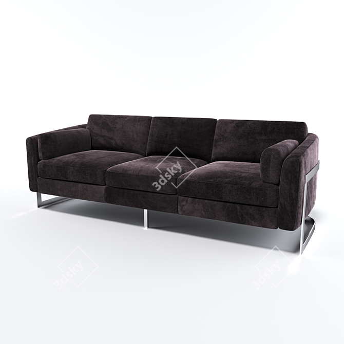 Aubriana Velvet Sofa 3D model image 3