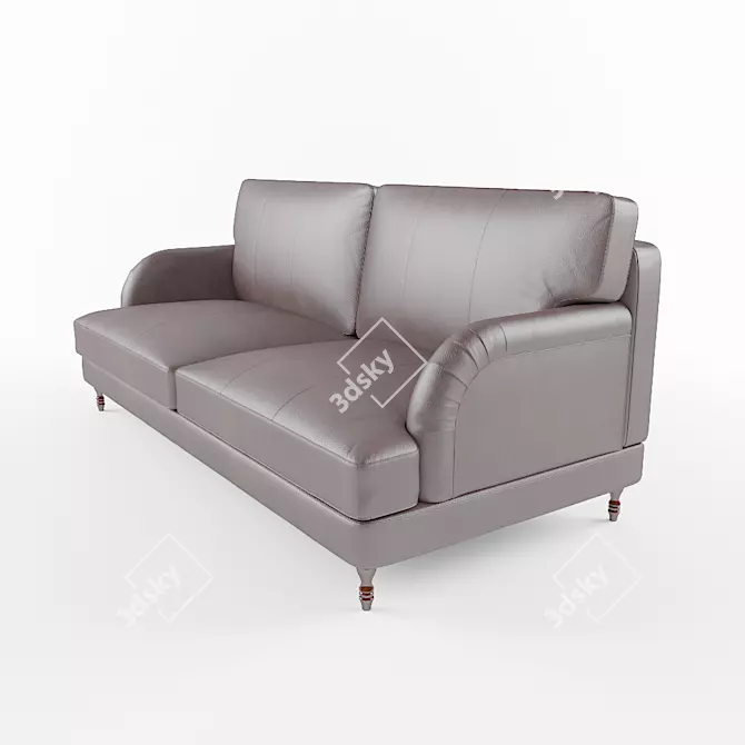 Elegant Black Leather Sofa 3D model image 2