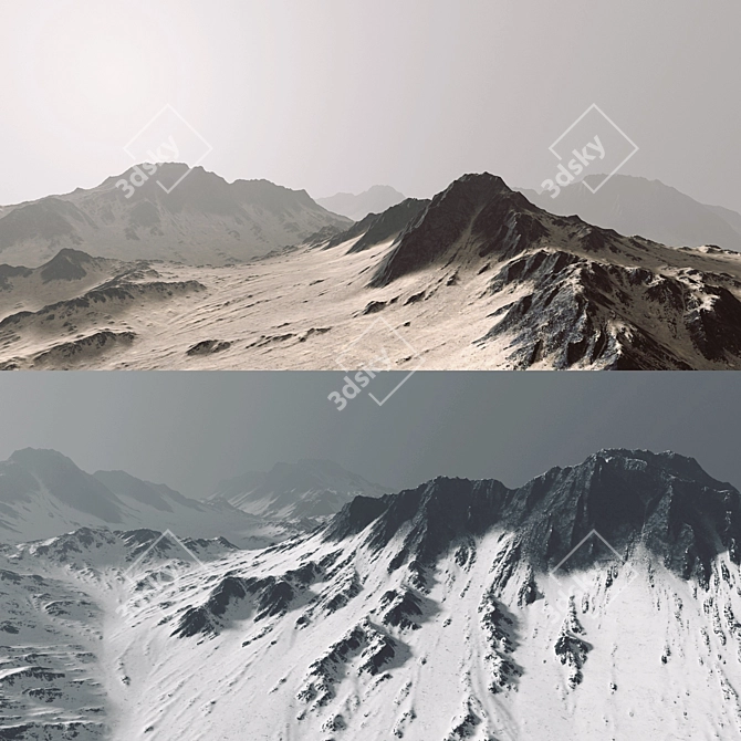 Majestic Mountain Peaks 3D model image 1