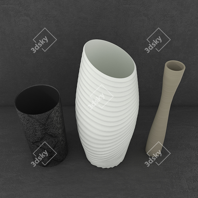 Elegant Black Gracilis Vase (28x14cm)
Stylish White Coco 2 Vase (46x20 3D model image 2