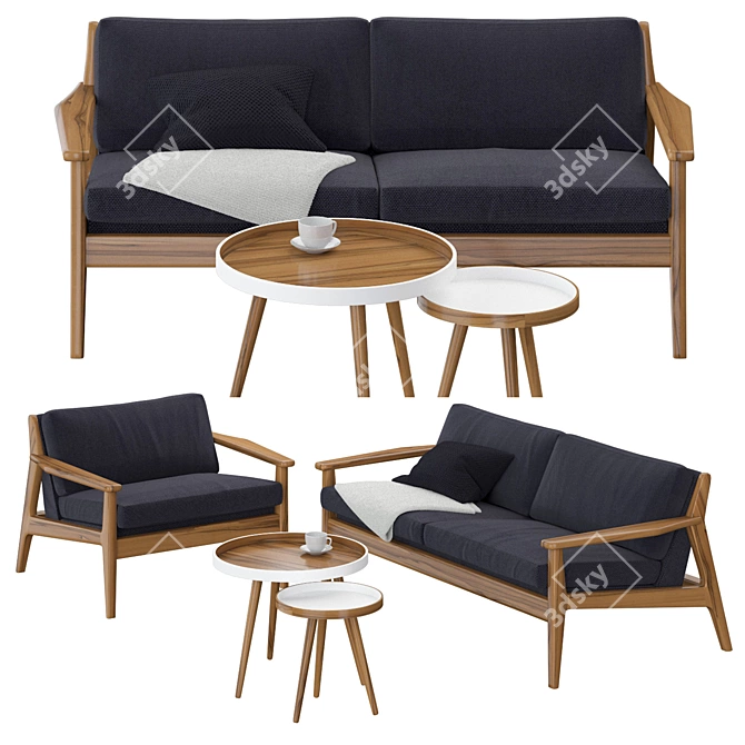 Scandi Sofa & Chair Set 3D model image 1