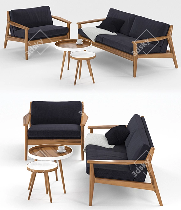 Scandi Sofa & Chair Set 3D model image 2