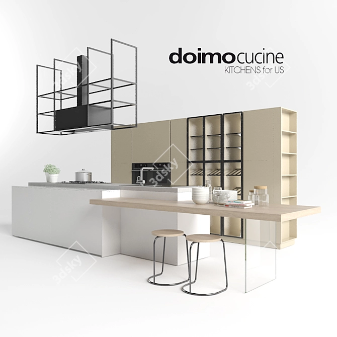 Elegant Customizable Doimo Kitchen 3D model image 1