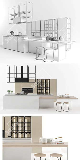 Elegant Customizable Doimo Kitchen 3D model image 2