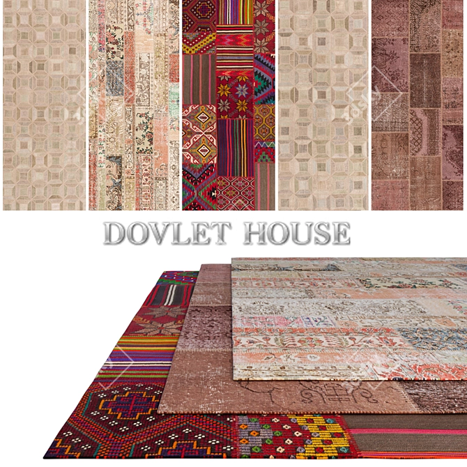 DOVLET HOUSE 5-Piece Carpets Set (Part 180) - Elegant & Versatile 3D model image 1