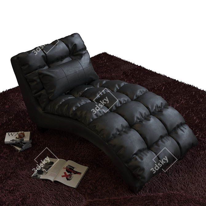 Black Faux Leather Soft Couch 3D model image 2