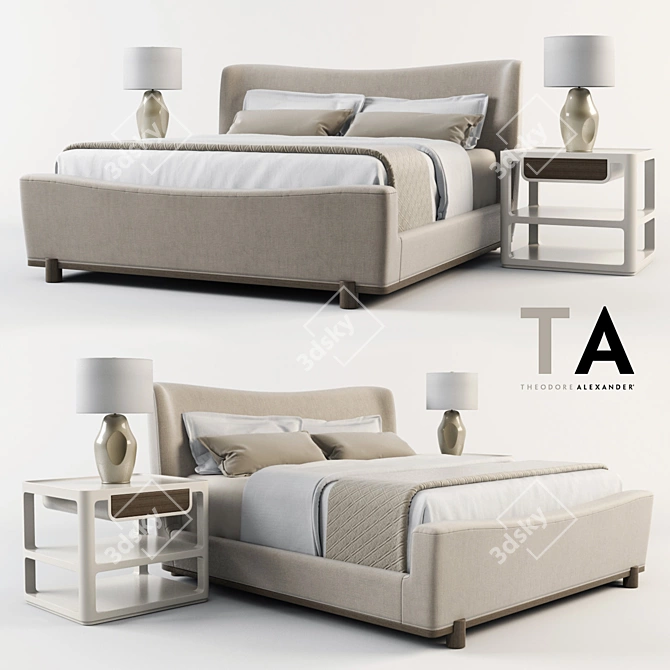 Elegant Eden King Bed: Theodore Alexander Bedroom Set 3D model image 1