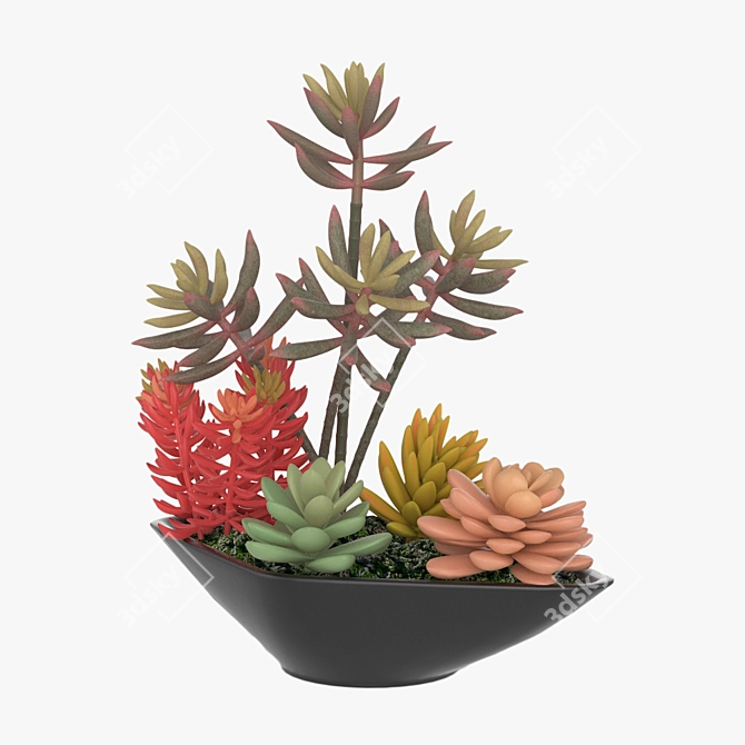 Modern Pot Plant Décor 3D model image 2