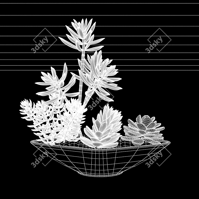 Modern Pot Plant Décor 3D model image 3