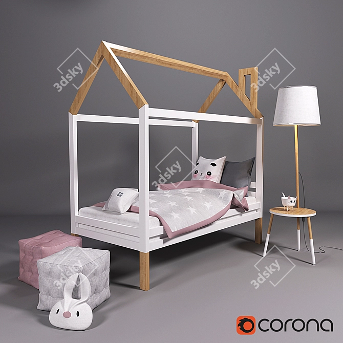 Yoko-Loko Kids House Bed Set 3D model image 1