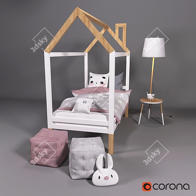 Yoko-Loko Kids House Bed Set 3D model image 2