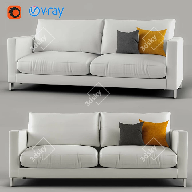 Title: Modern Gray and Orange Lounge 3D model image 1