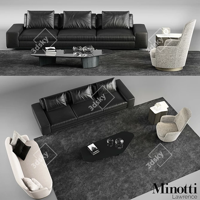 Elegant Minotti Lawrence Sofa 3D model image 1