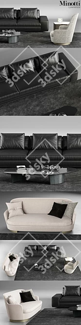 Elegant Minotti Lawrence Sofa 3D model image 2