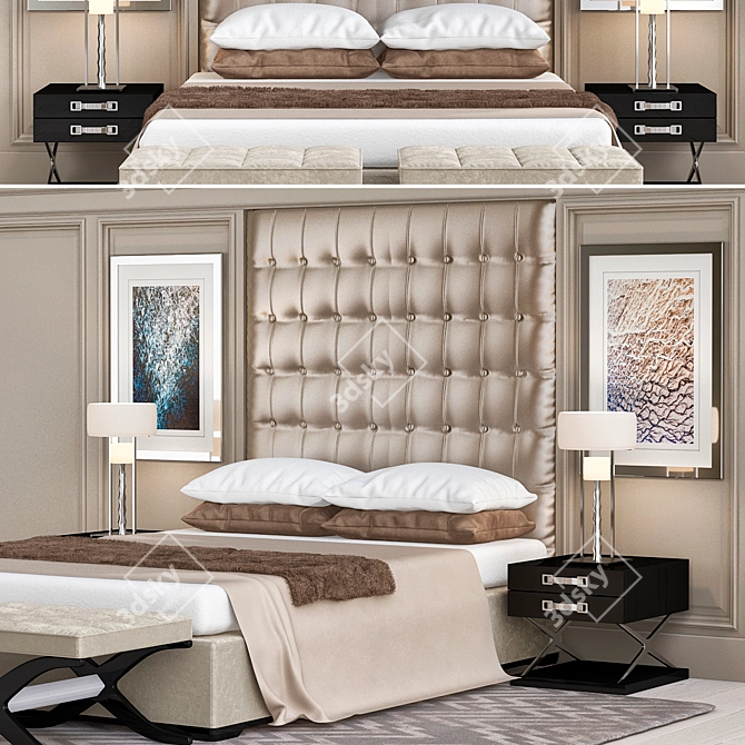 Elegant Dream Collection: Luxury Bedroom Furniture 3D model image 2