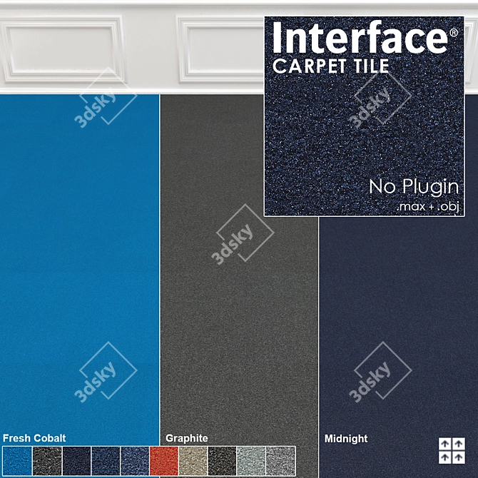 Heuga Texture No. 2: 9 Color Carpet Tile 3D model image 1