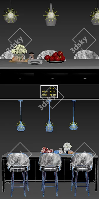 Versatile Bar Set with Ava Bar Chair 3D model image 3