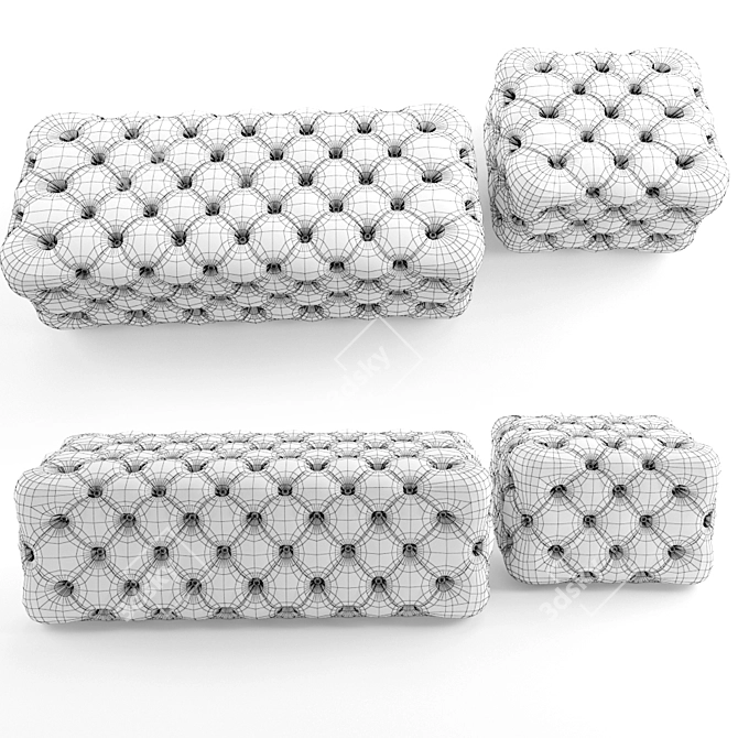 Modular Ottoman Set: Rectangle & Square 3D model image 2