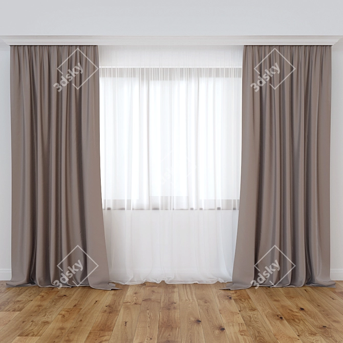 Stylish Window Drapes & Sheer Curtains 3D model image 1