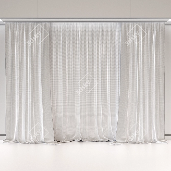 Stylish Window Drapes & Sheer Curtains 3D model image 2