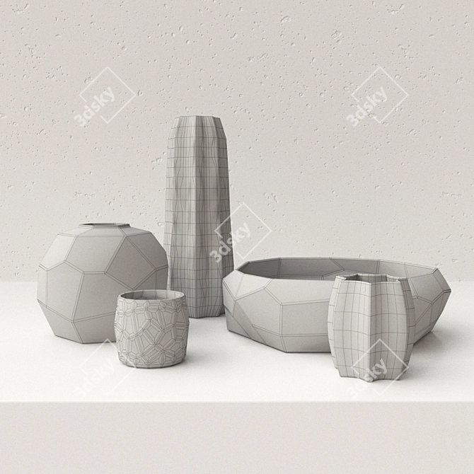 Handcrafted Guaxs Vases Set 3D model image 3